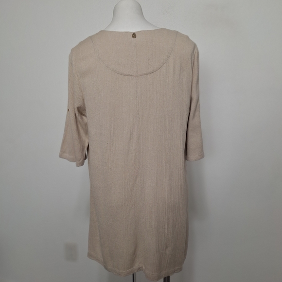 Soft Surroundings Beige Flower Pockets Lagenlook Linen Blend Baggy Tunic Top M - Picture 9 of 16